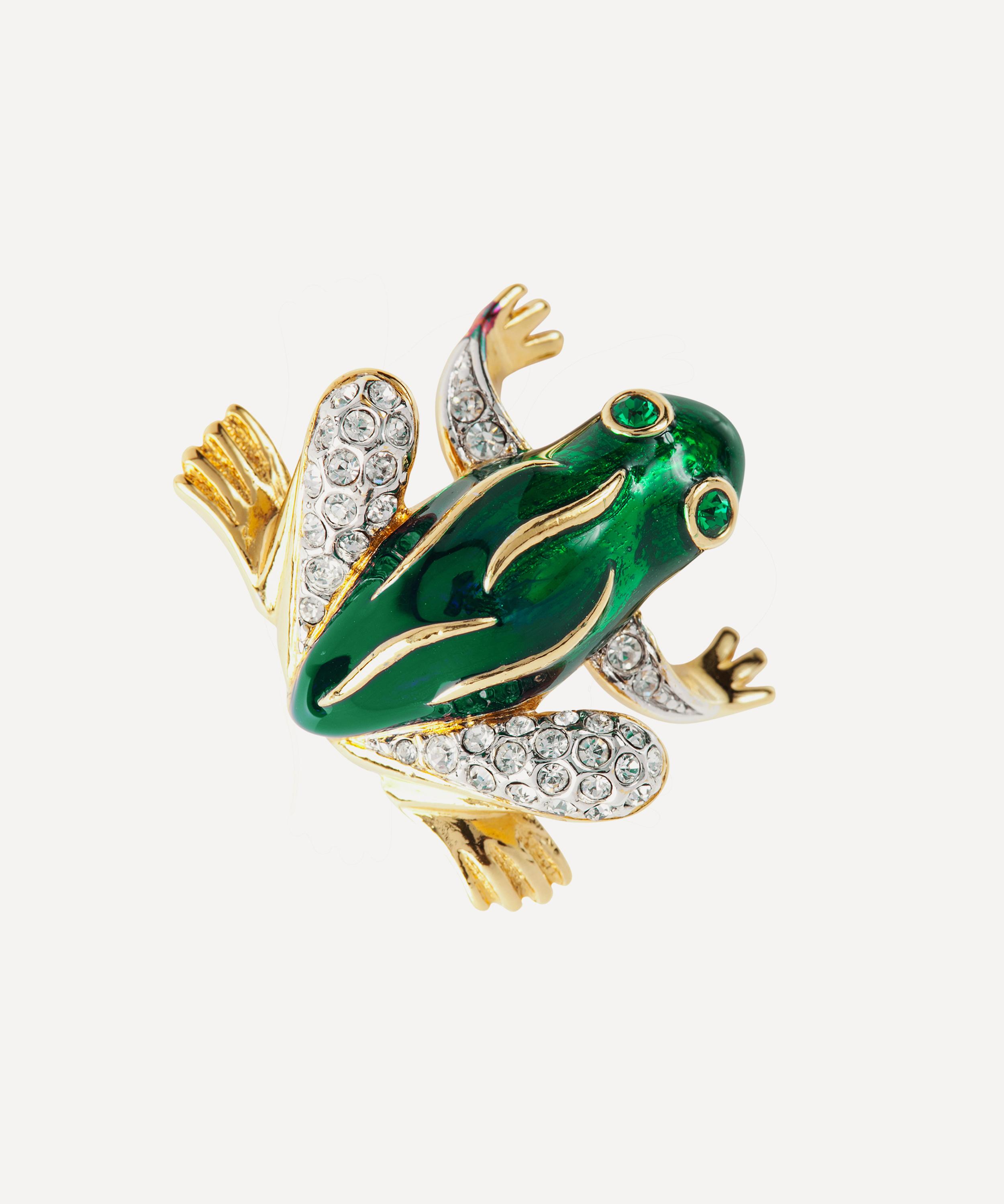 Charm Frog Animal Party Unisex Gold Tone Brooch Pins Rhinestone Crystal Jewelry 